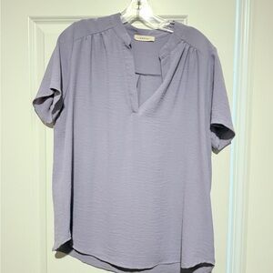 Entro Lavender Short Sleeve V-Neck Blouse
